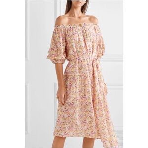 Apiece Apart super soft 100% cotton and silk floral midi dress